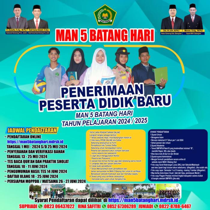 MAN 5 Batanghari Terima Peserta Didik Baru 2024/2025