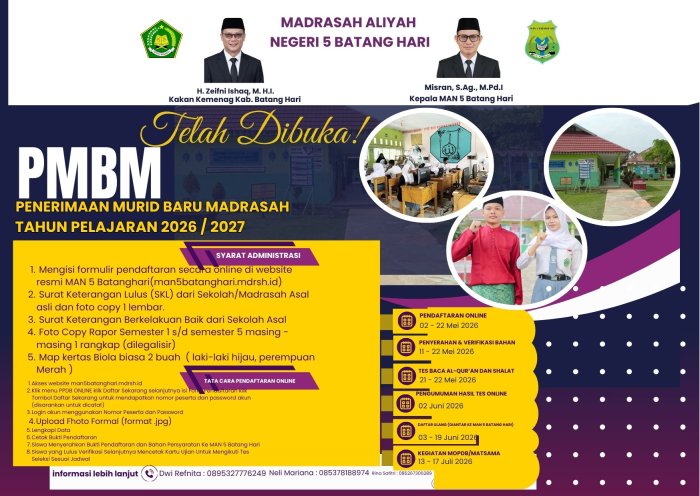 PMBM MAN 5 Batang Hari Resmi Dibuka untuk Tahun Pelajaran 2026/2027