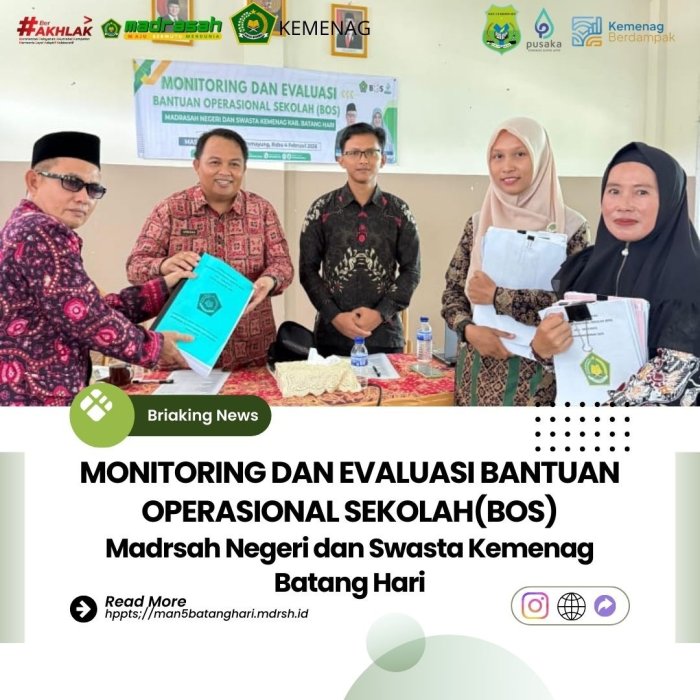MAN 5 Batang Hari Hadiri Monitoring dan Evaluasi (BOS) Madrasah Negeri dan Swasta Kemenag Batang Hari