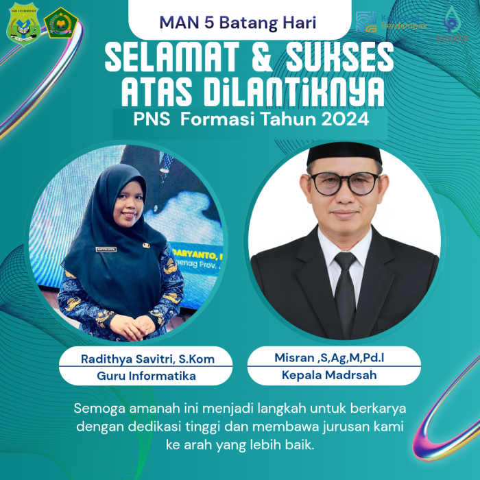 Kabar Bahagia Satu Guru MAN 5 Batang Hari Resmi Dilantik Menjadi PNS Formasi Tahun 2024