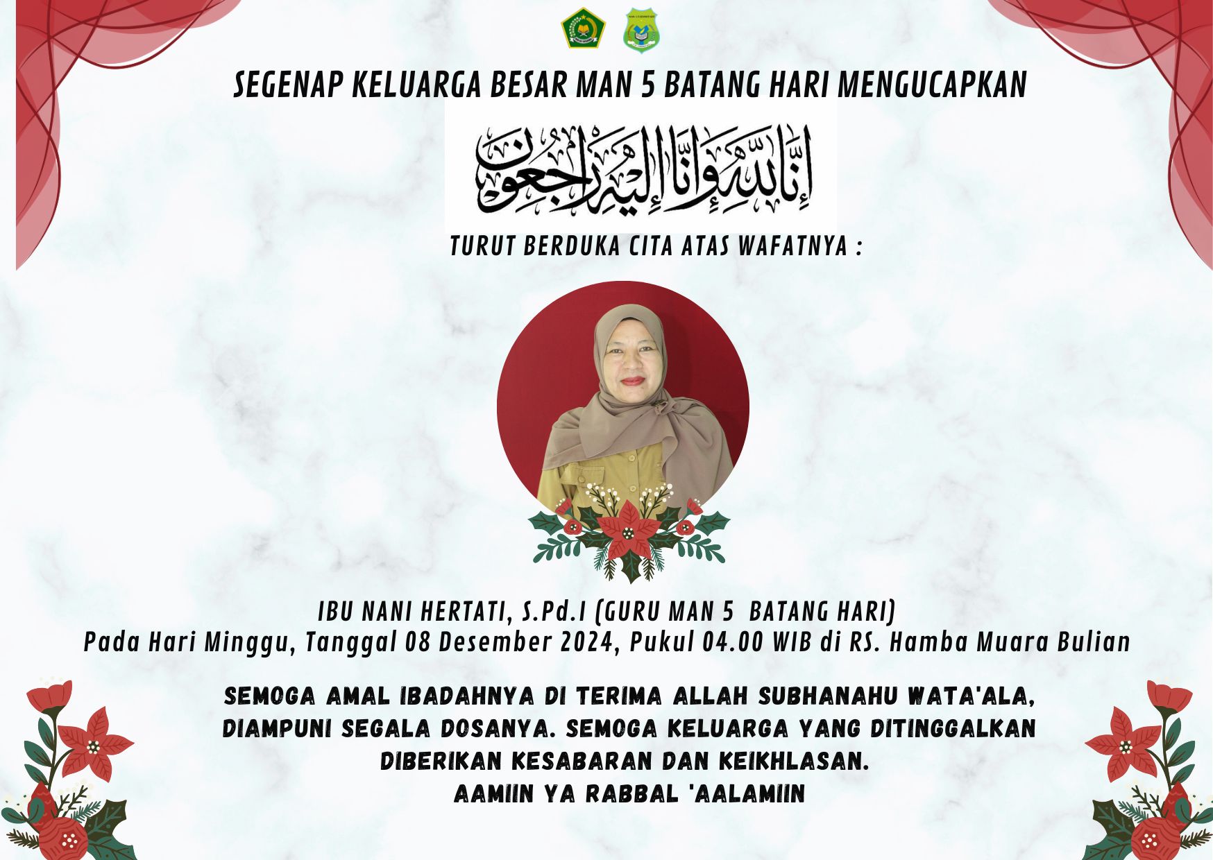 MAN 5 Batanghari Gelar Takziah untuk Mengenang Almarhumah Ibu Nani Hertati
