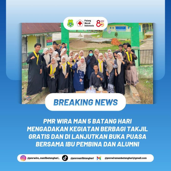 PMR Wira MAN 5 Batang Hari Bagikan Takjil Gratis Bersama Pembina dan Alumni